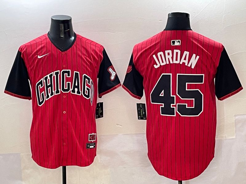 Men Chicago White Sox 45 Jordan Red Stripe Joint Name 2025 Nike MLB Jersey style 1